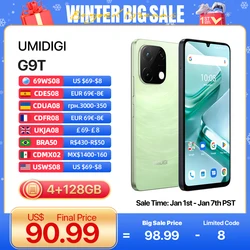 UMIDIGI G9T Android 14 Smartphone UNISOC T606 4GB 128GB 6.75” Water Drop HD+ Display 13MP Camera 5000mAh Battery 2SIM Cellphone