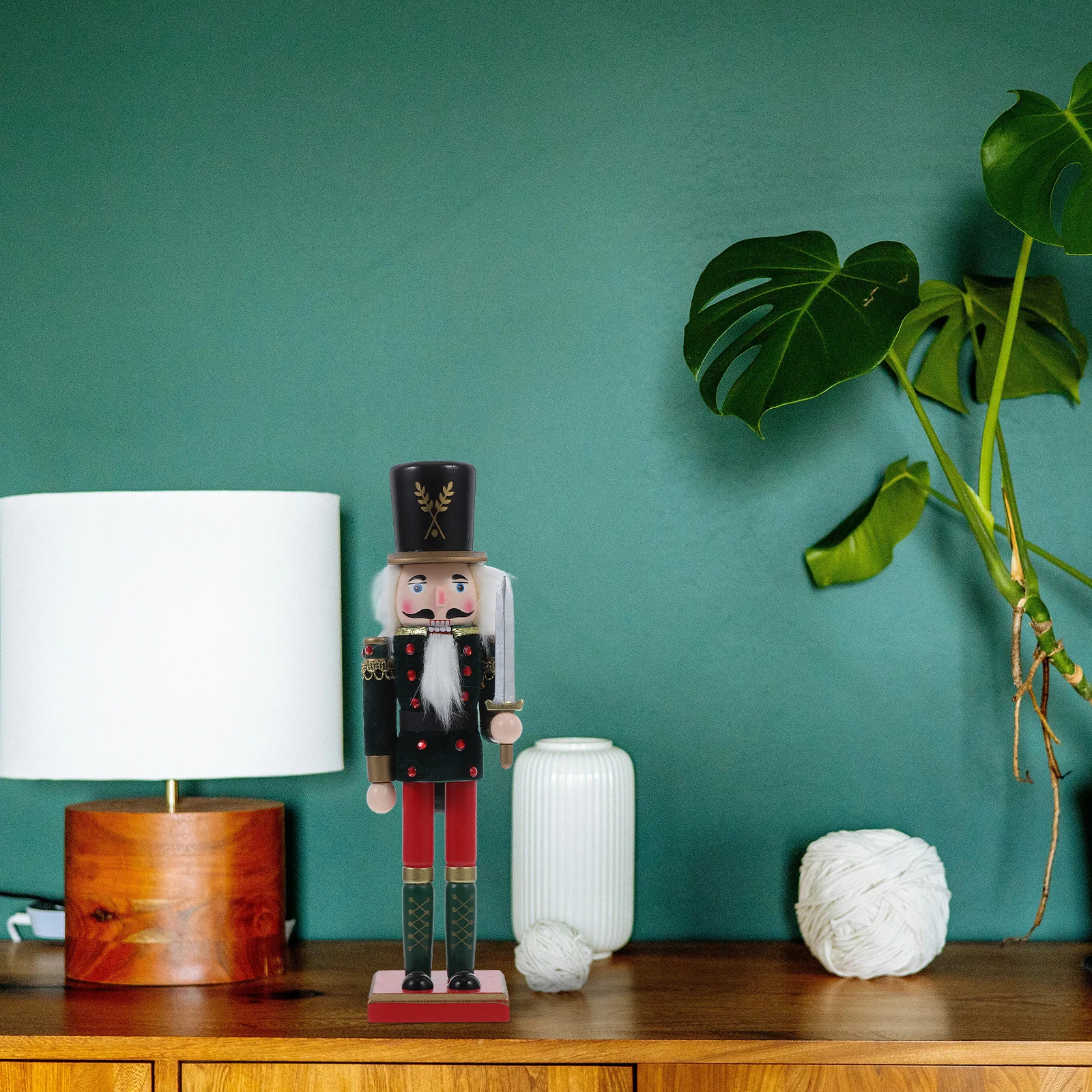 

Festive Wooden Nutcracker Soldier Statue Meticulously Crafted Christmas Decor for Table Bookshelf Mantel Holiday Party Ambiance