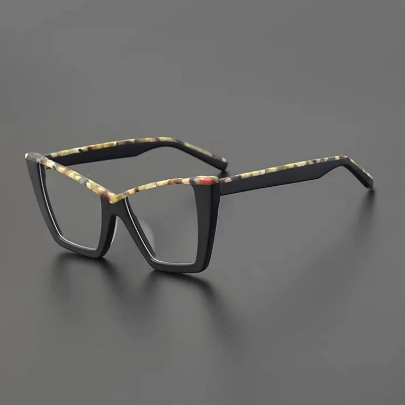 Vintage frosted textured acetate glasses frame Ladies fashion cat eye myopia prescription optical glasses frame luxury brand gla