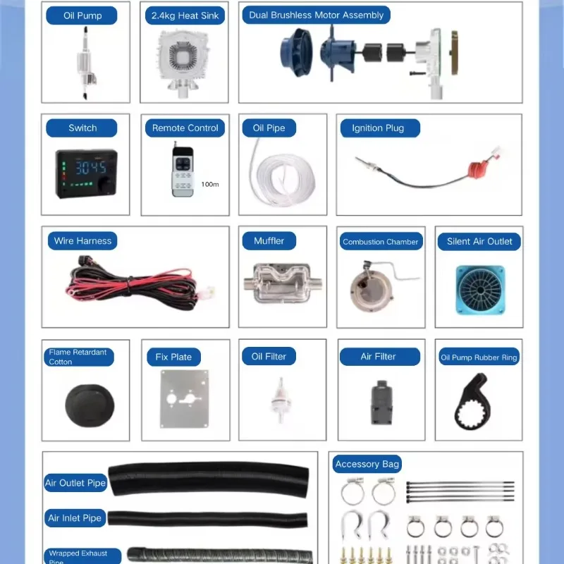 Pemanas Diesel 5KW Sumber Langsung, Pemanas Parkir OEM 12V/24V dengan Performa Standar Industri untuk Kendaraan Komersial ​