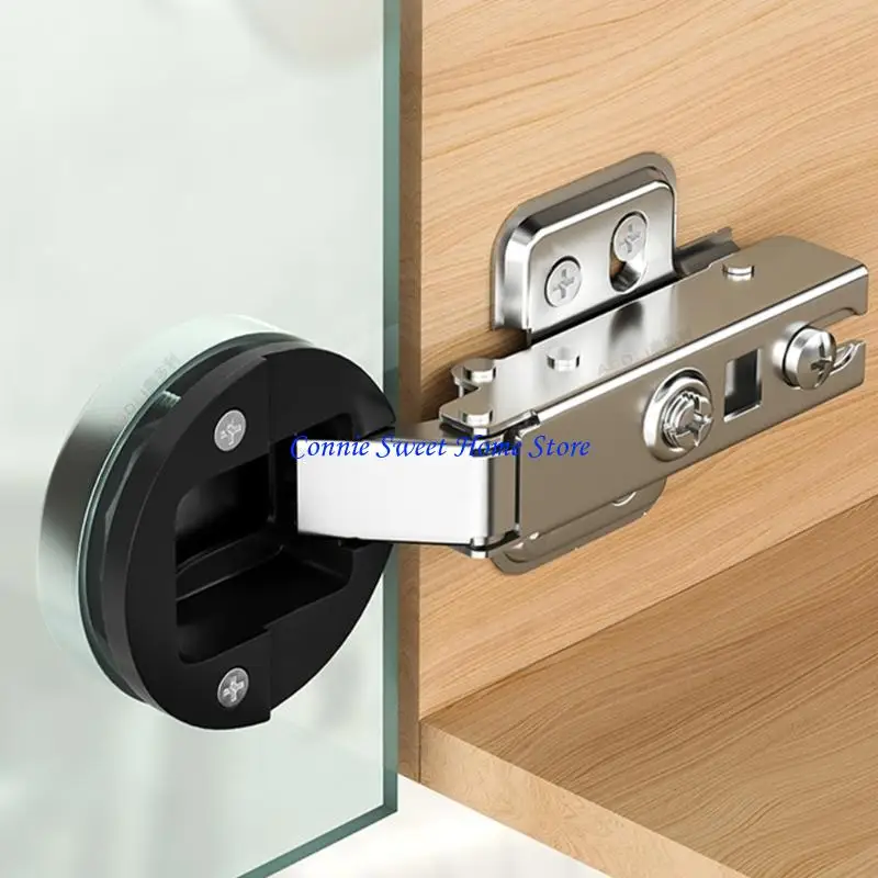 LXAF Frameless Glass Door Hinge, Hydraulic Damping 3-5 mm Glass Fit, 35 mm Cup, 2-Piece Set for Bathroom Cabinet Use