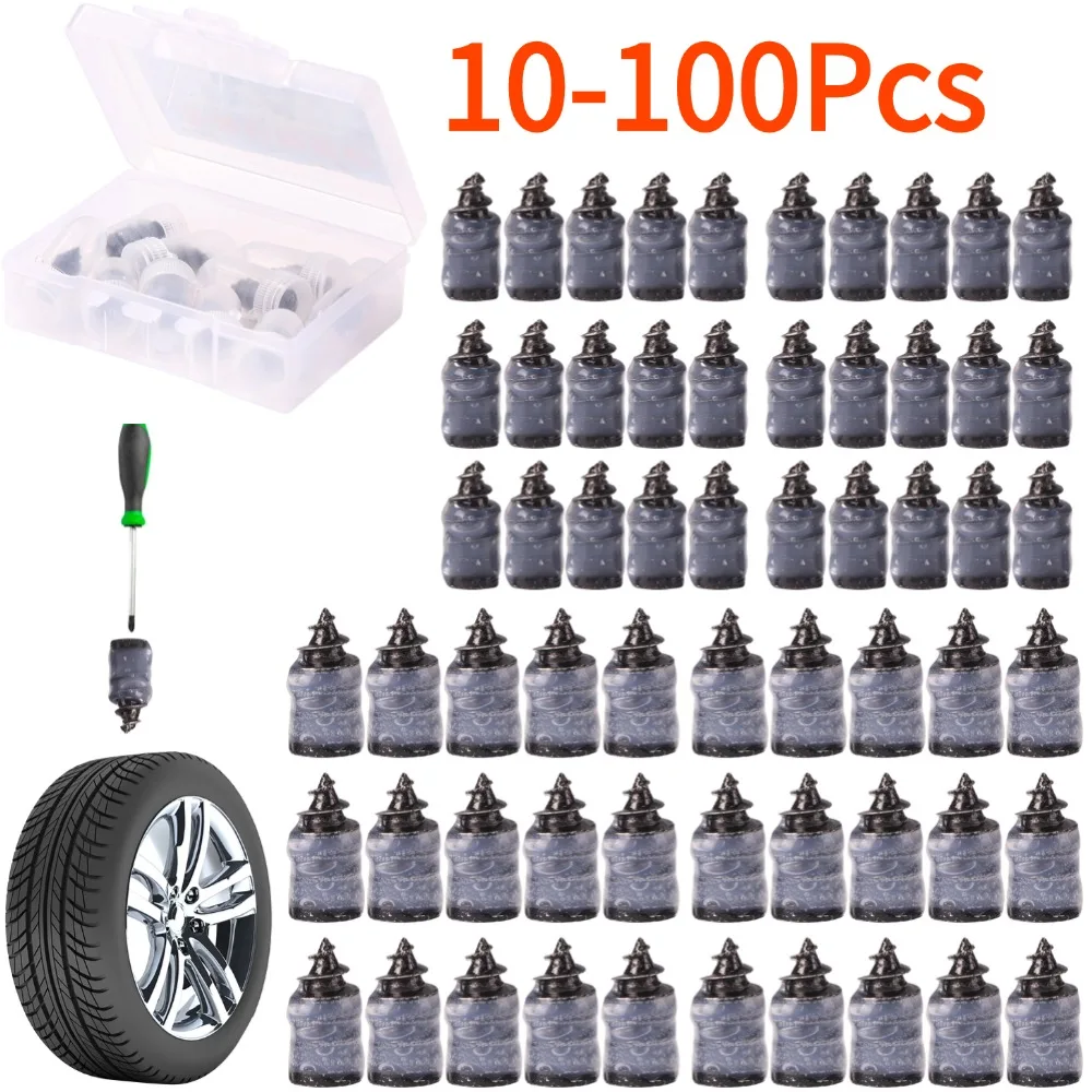 10/100 Pcs Tire Puncture Repair Nails for Car Motorcycle Bike Vacuum Tyre Repairing Rubber Metal Nail Set Tire Accessories