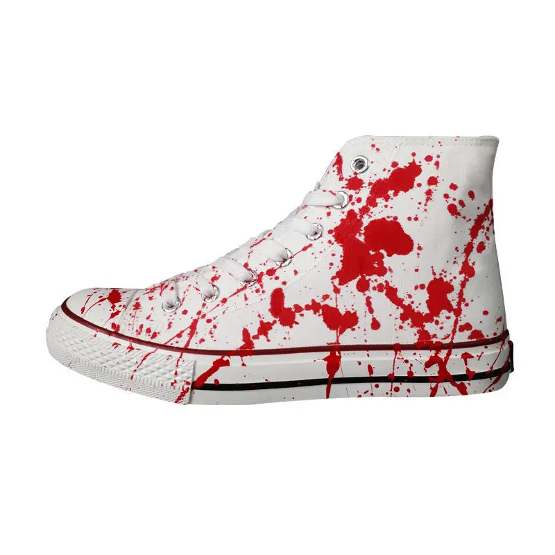 Sapatos masculinos vulcanizados pintados à mão, sapatos vulcanizados, tênis esportivos, casais planos, grafitti de sangue, tamanho 35-44, 2022