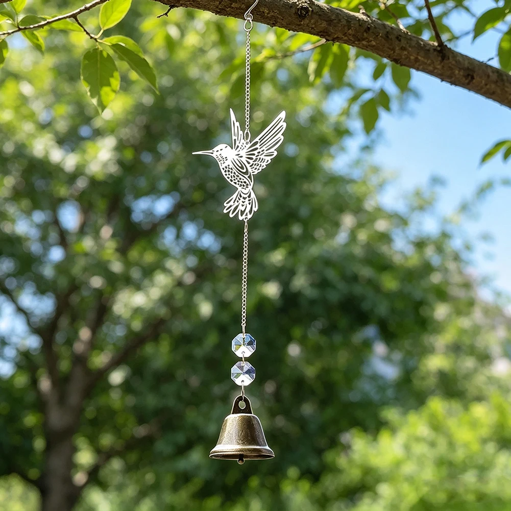 Breeze Dancing Hummingbird Wind Chimes Suncatcher Lucky Bird Bless Relaxing Wind Bell Hanging Garden Window Decor Car Pendant