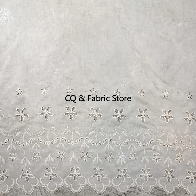 ผ้าฝ้ายปักลายฉลุทำมือ กว้าง 130 ซม. สำหรับตัดเย็บเสื้อผ้า ชุดเดรส และของตกแต่งบ้าน