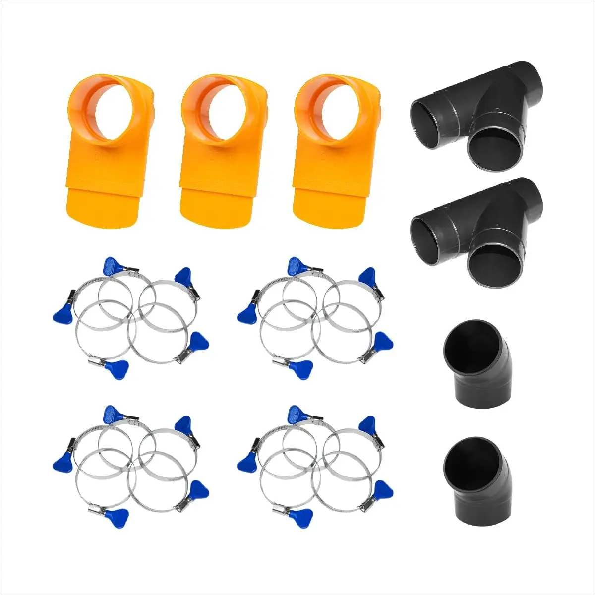 2-1/2 Inch Dust Collection Fittings Kit with Connectors, Blast Gates and Stainless Steel Hose Clamps for 3 Machine Setup