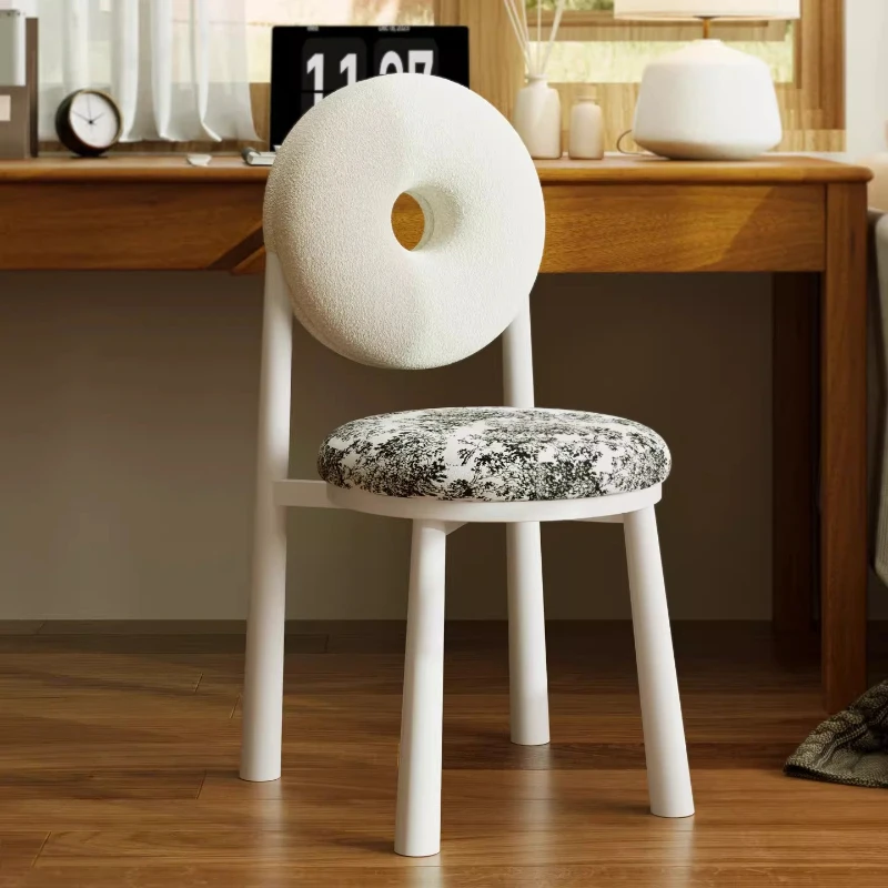 2026 New Dining Chair Home Kitchen Back Chair Antique Girls Room Bedroom Dressing Stool Senior Cloakroom Makeup Chair