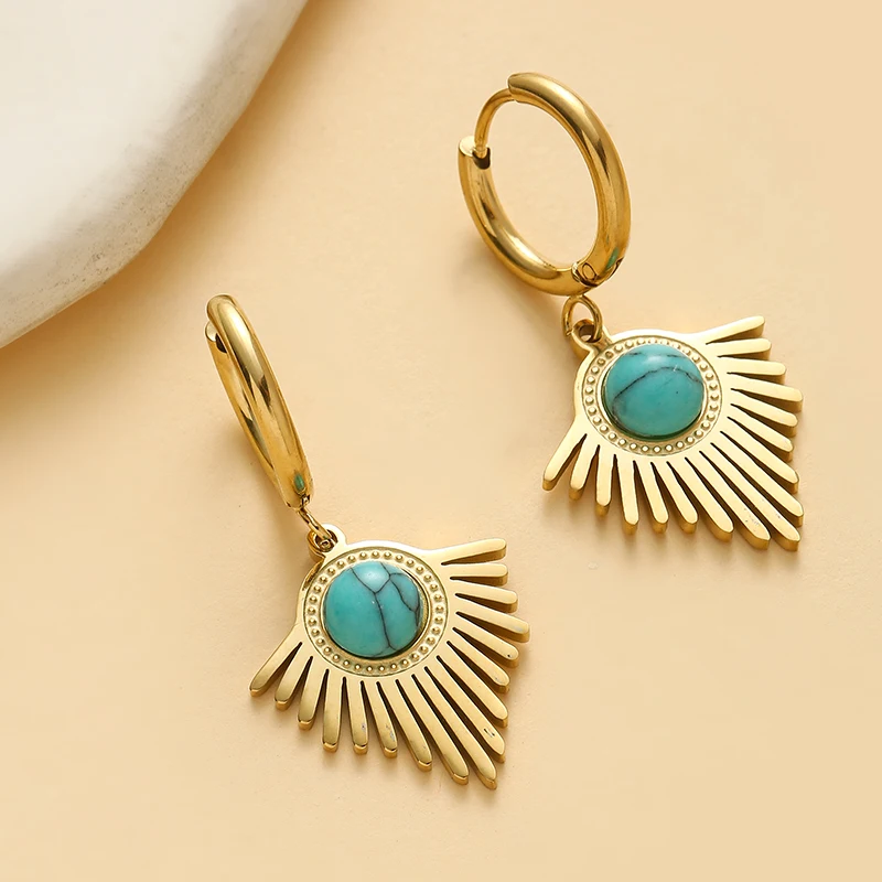 

Women Earrings Bohemian Stainless Steel Pendants Gold Jewerly Trendy Eardrop Vintage Hoop Earring Designable Waterproof