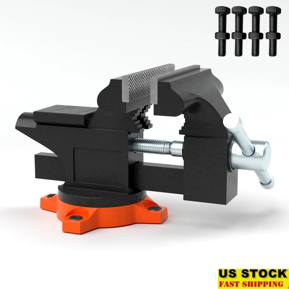 Torno de bancada resistente de 4,5 polegadas com base giratória de 240 graus, bigorna, função multimandíbula, oficina de ferramentas de ferro fundido