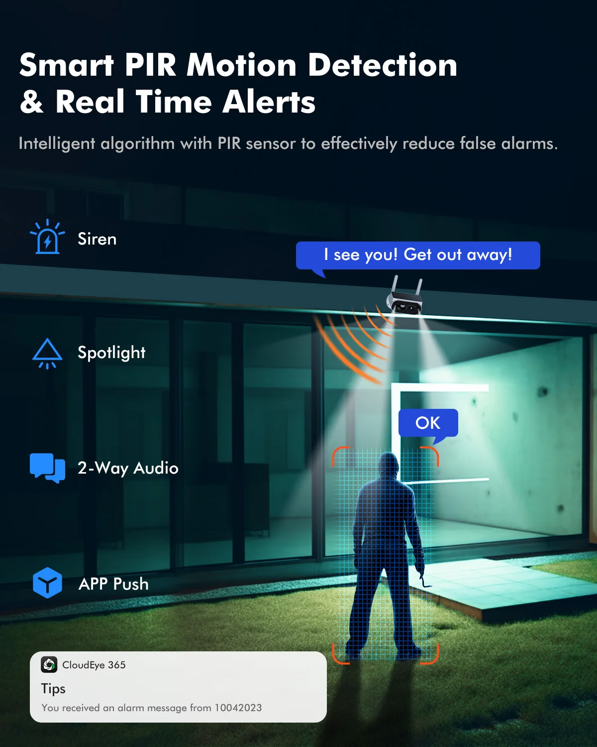 Camcamp 4MP Wifi CCTV Camera Security System Outdoor PIR Detect 8000mAh Battery Powered Video Surveillance Solar Camera Kit P2P