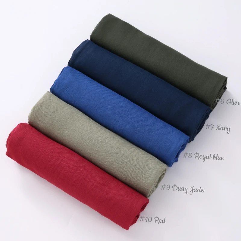 32Colors Modal Polyester Hijab Scarf Two Line Stitching Muslim Long Scarves Light Weight Soft Turban Shawl Solid Scarves