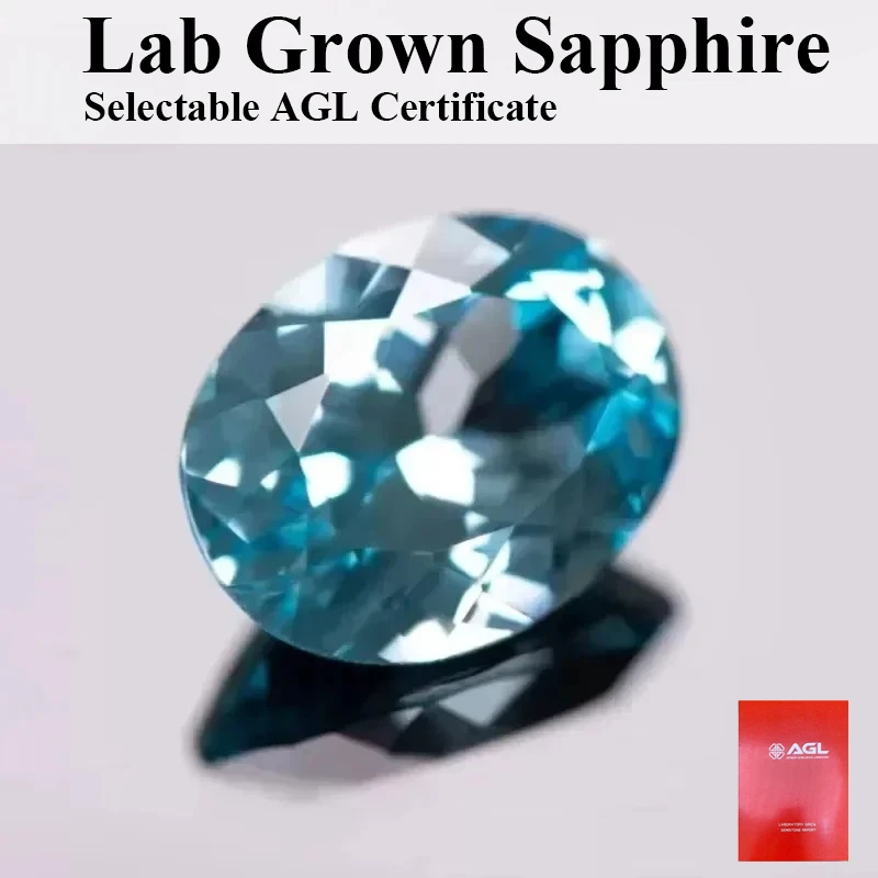 

Lab Grown Sapphire Aquamarine Color Oval Cut Top Quality Charm Gemstones For DIY Jewelry Making Rings Selectable AGL Certificate