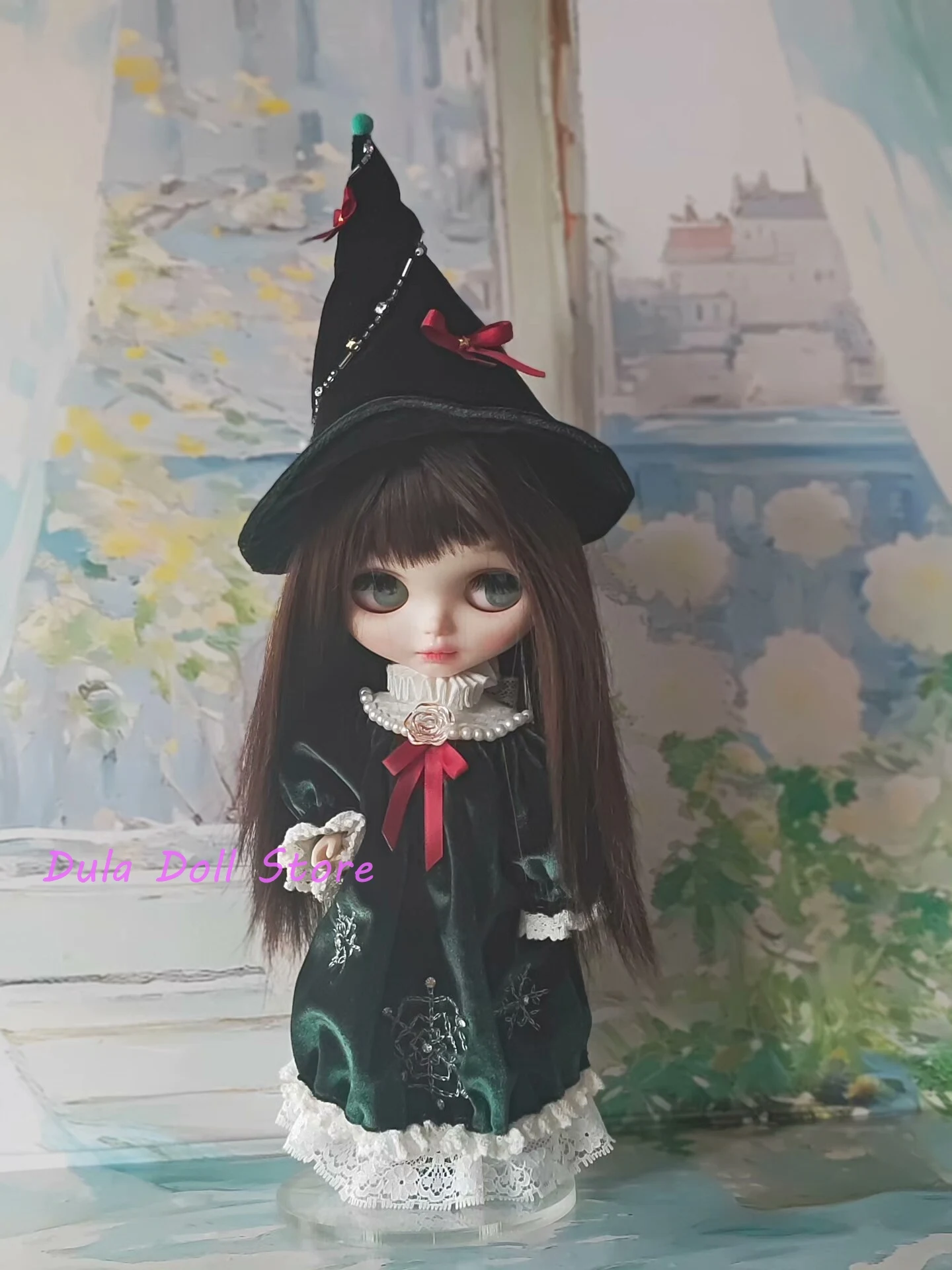 Dula Poppenkleertjes voor Blythe 2026 Donkergroene Sneeuwvlok Heks Outfit voor ob24 ob22 Diandian Azone JerryB 1/6 Pop Accessoires