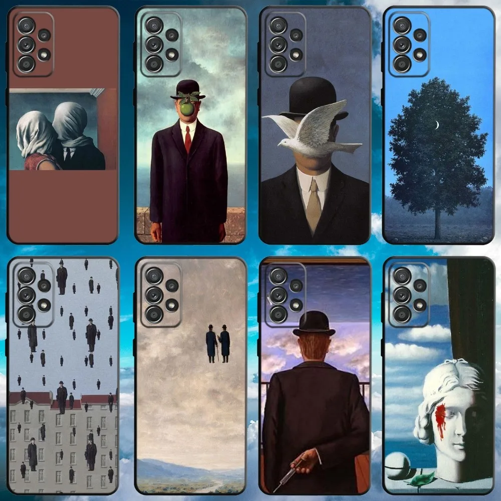 Чехол для телефона Rene Magritte Art в эстетике для Samsung S21,S22 Ultra,S20,S30 plus,S22 plus,S23,S30, Ультратонкий Мягкий Черный чехол