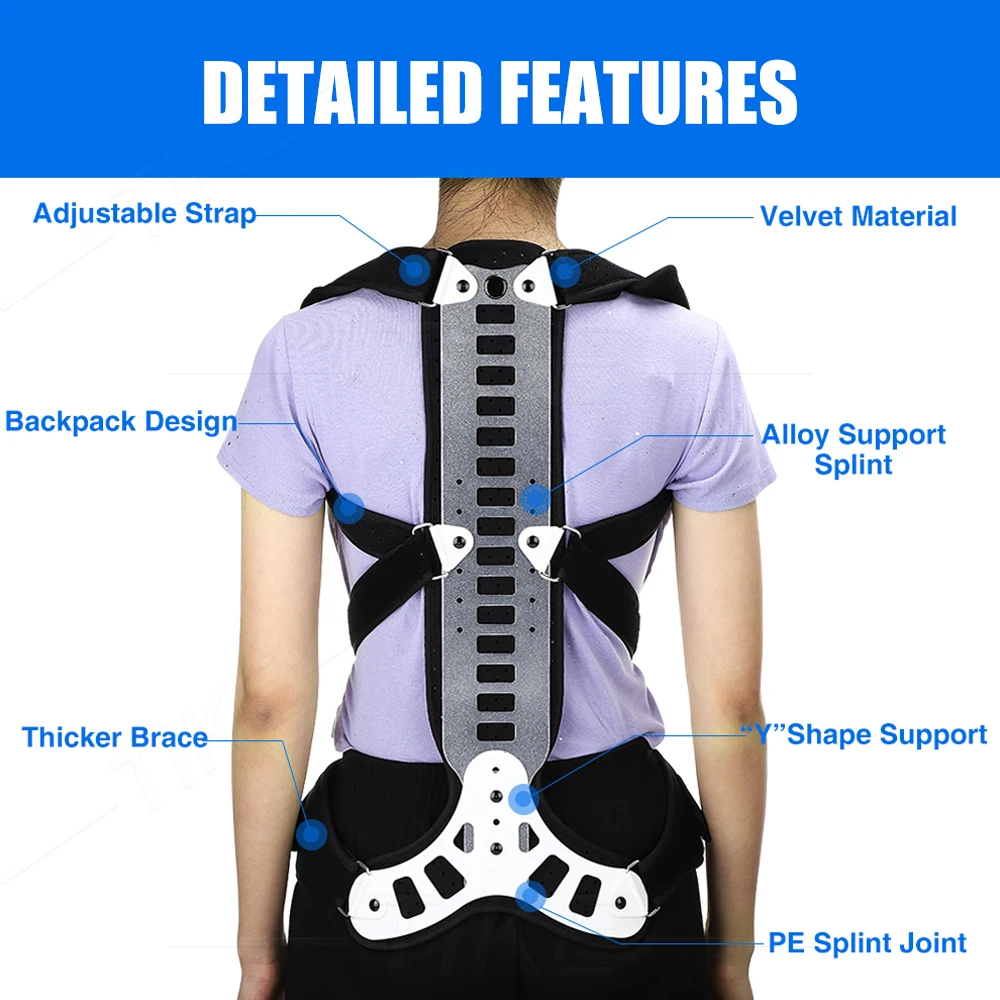 TIKE Metal Adjustable Shoulder Posture Back Corrector Brace Men and Women Clavicle Support and Hunching Back Trainer Pain Relief