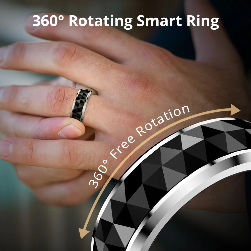 COLMI R11 Ceramic Smart Ring for Men, Fidget Spinner Anxiety Relieve Ring with Charging Case, Health Monitor, 5ATM Waterproof