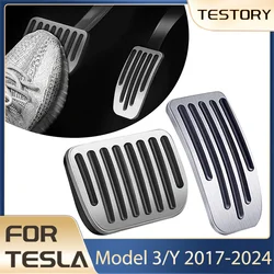 Foot Pedal Pads Covers for Tesla Model Y 2021-2024 Model 3 2021-2024 Highland Accessories Non-slip Aluminum Alloy Foot Pedal Pad