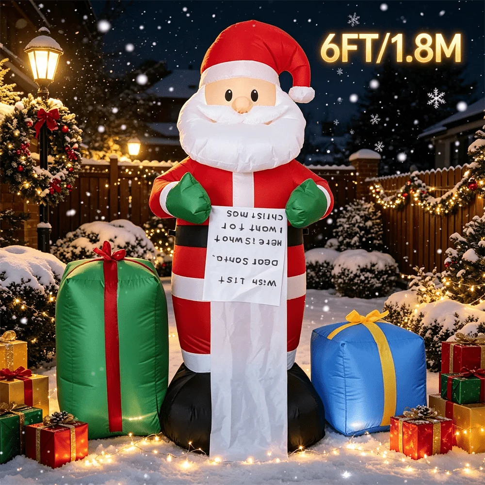 Père Noël Gonflable Lumineux 1,8 m avec Cadeaux – photo 6