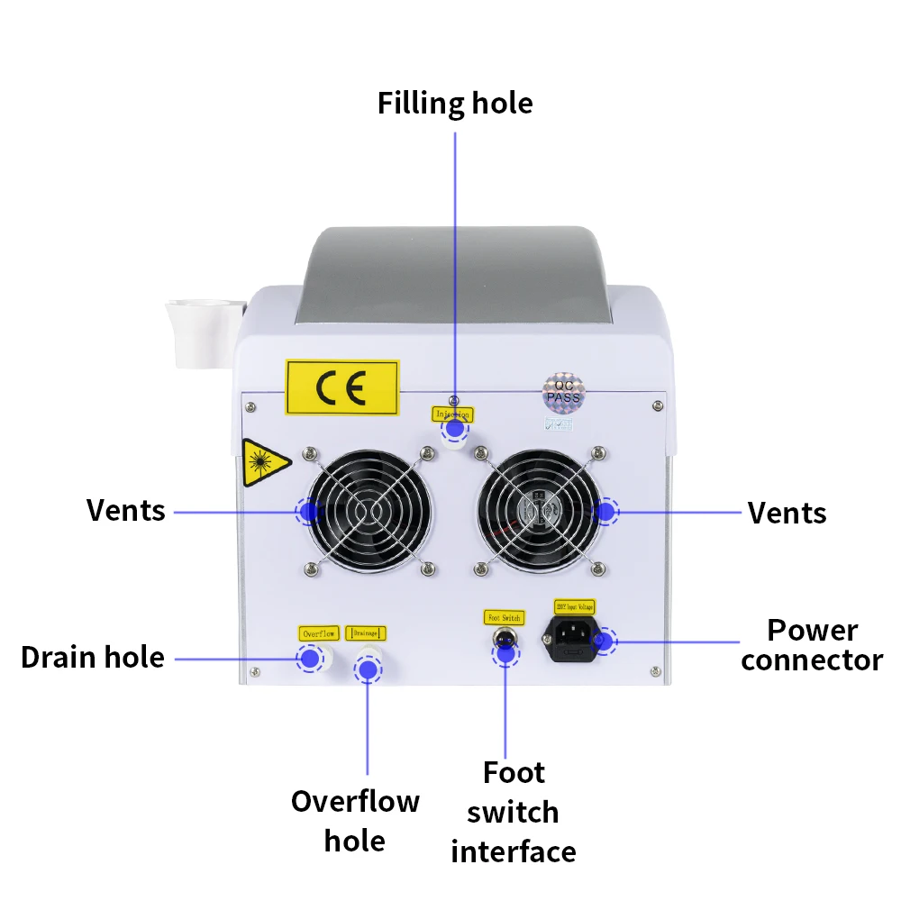 2000W Piosekundowe mycie laserowe Mycie tatuażu Usuwanie brwi Laserowe usuwanie włosów Wybielanie skóry Mole Q Switch ND Yag 532nm 755nm 1064nm