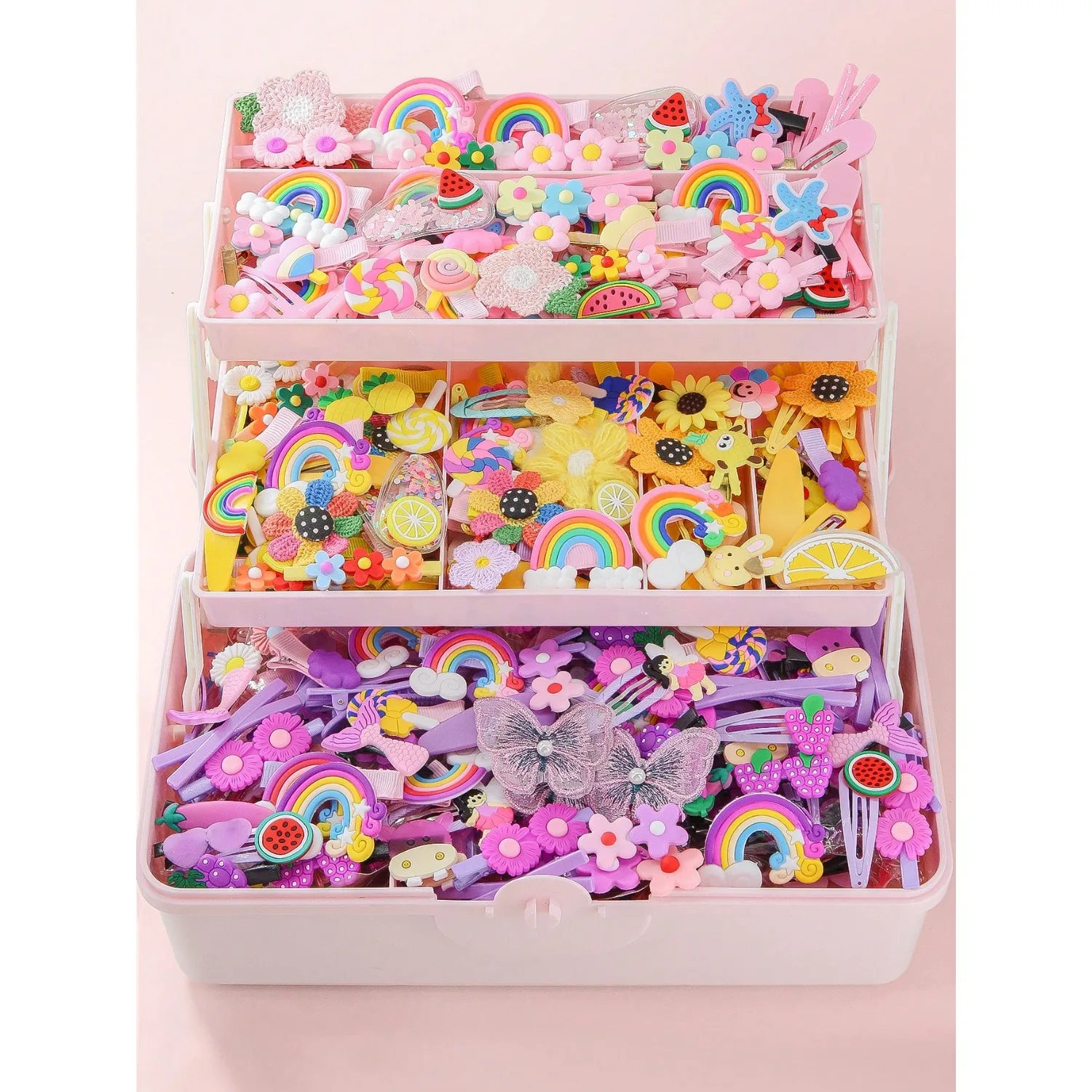 

895pcs Girls' Multi-Color Rhinestone Double-Layer Mesh Butterfly Hair Clips, Elastic Hair Ties, Scrunchies, Claw Clips, Barrettes - Versatile Accessories For Daily Use