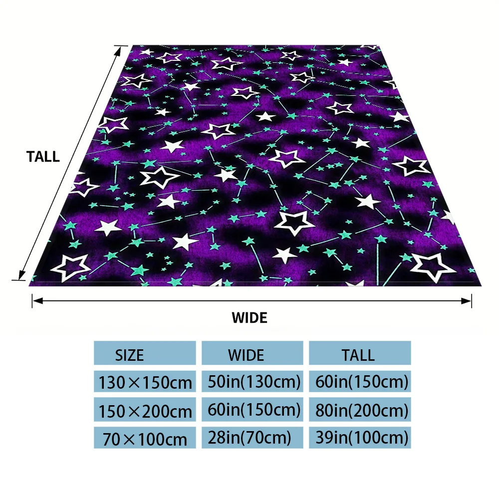 Purple Star Sky Flannel Luxury Blanket, Lightweight And Comfortable Woolen Blanket, Ultra-Fine Fiber