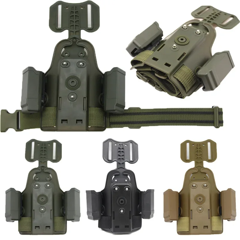 Plataforma táctica para pierna con doble bolsa para cargadores de 9 mm para pistolas GL 17 19/Beta M9/PX4 Storm