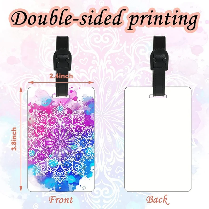 10PCS Luggage Tags Blank Travel Bag Baggage Tags With Strap Double Sided MDF Suitcase Label Tag