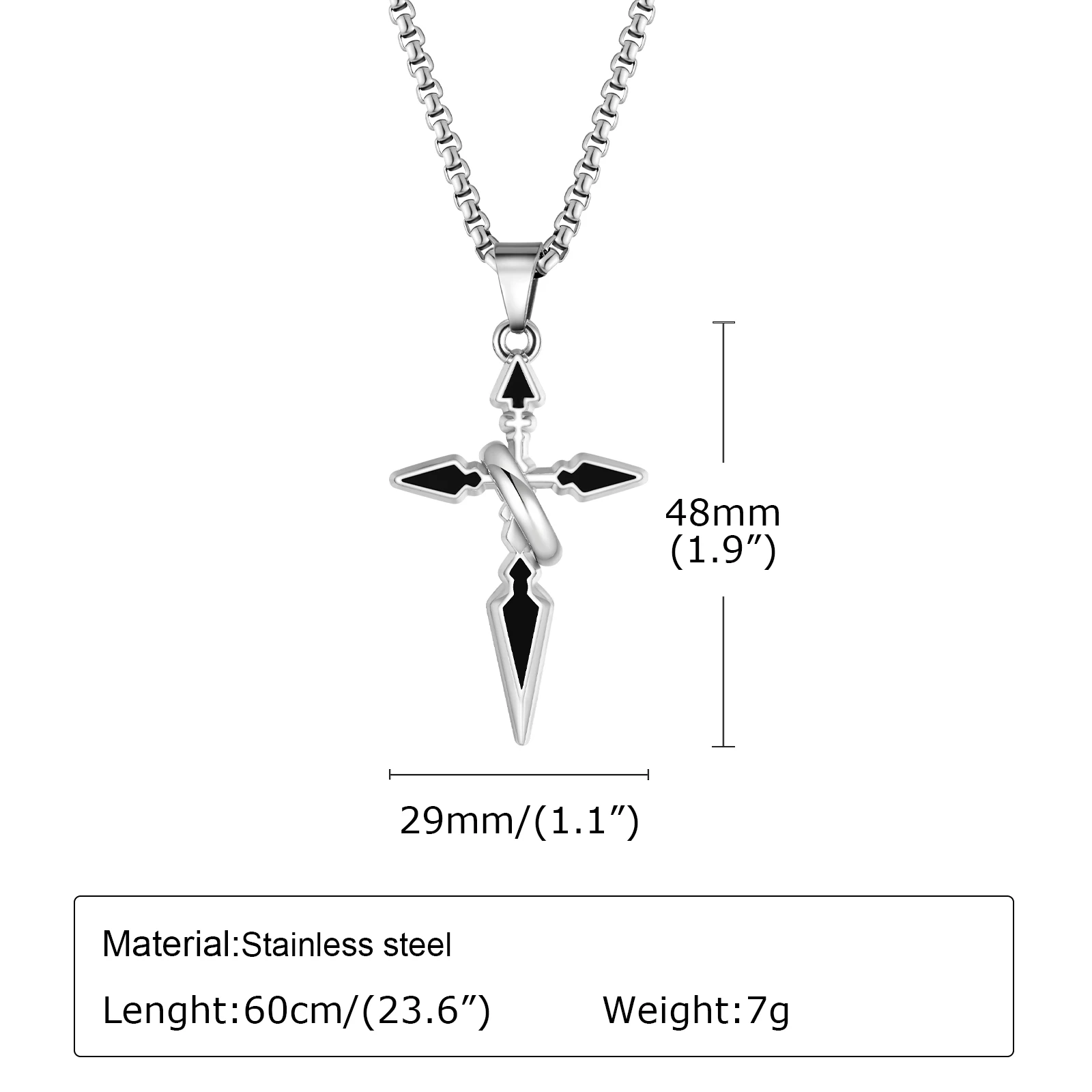 Mens Cross Necklaces,Waterproof Stainless Steel Cross Pendant Collars with Circle Ring,Stylish Christian Prayer Jewelry Gifts
