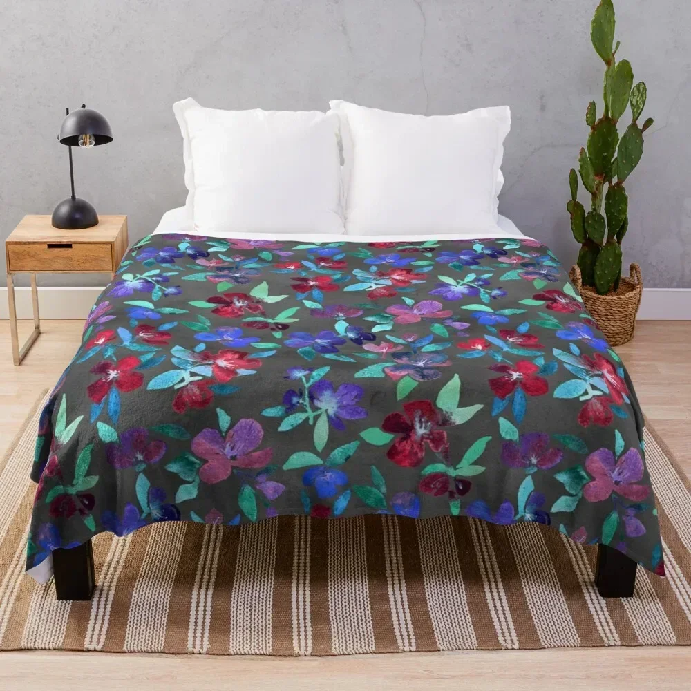

Blossoms in Cherry, Plum and Purple Throw Blanket Soft Home Decor Blanket for Couch Bedroom