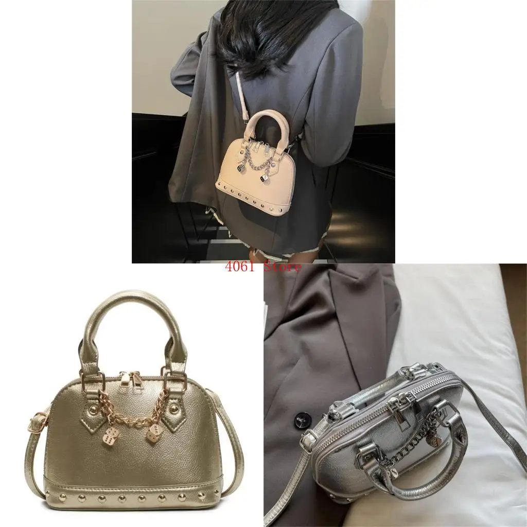 

Modern Women's Glossy PU Shoulder Bag Handbag Fashion Crossbody Bags with Stylish Rivet Detailing For Various Occasion