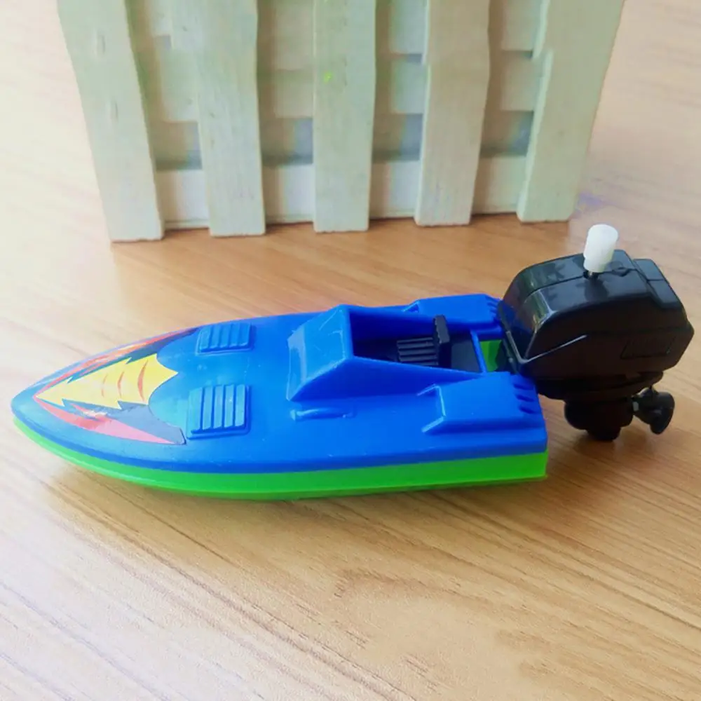 Plastic Wind-up Speed Clockwork Boat Motorboat Kids Children Bath Toy Racing Ship Summer Water Sports Floating Water Kids Toys