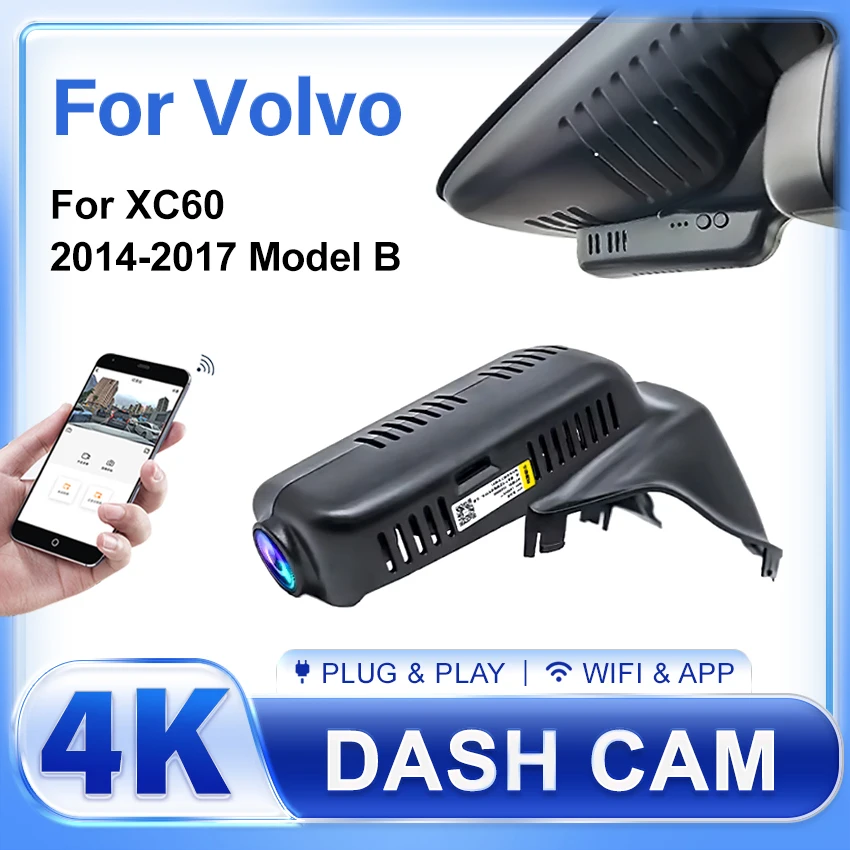 

4K Easy to install Car DVR Wifi Video Recorder Dash Cam Camera For Volvo XC60 T5 T6 2014 2015 2016 2017 APP Control DashCam