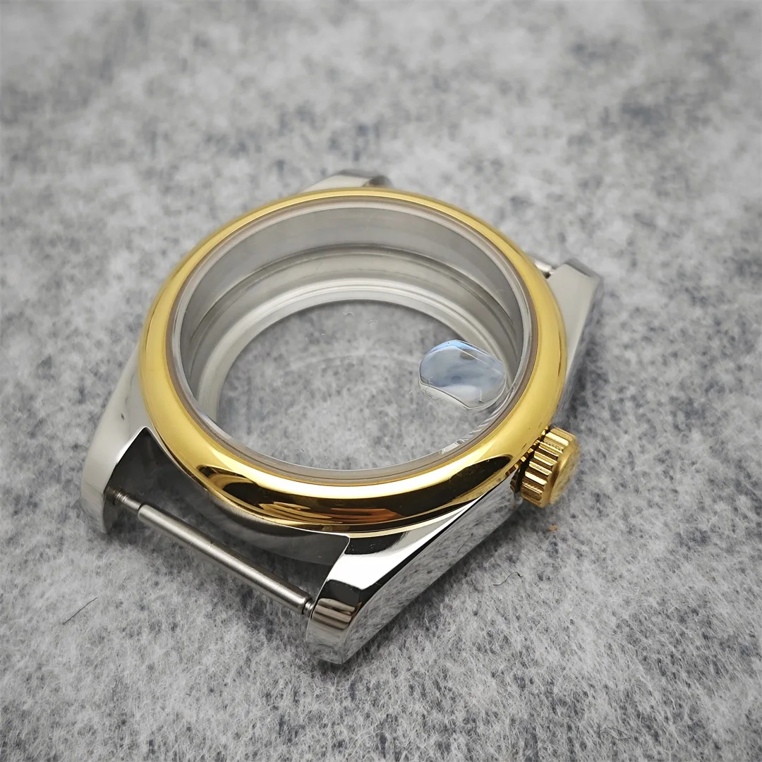 36mm/ 39mm Oyster Watch Case PVD Rose / Gold Stainless Steel Curved Border Caseback Watch Accessories for NH35/ NH36 Movement