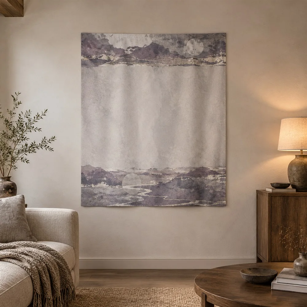 VIKAMA Textured Wall Patches Twin Bands Tapestry Wall Hanging, Wabi Sabi Wall Decor Tapestries for Living Room Bedroom Office