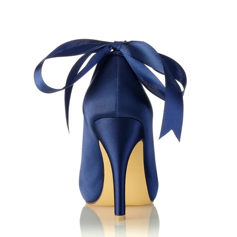 High heels spring new fish mouth silk surface rhinestone pearl wedding shoes banquet large size waterproof platform women's shoe