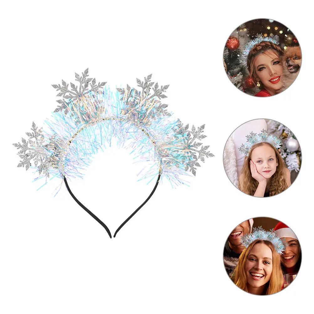 3Pcs Glitter Snowflake Headband Women Xmas Party Hairband Decorative Headband for Christmas Hair Accessories Stylish