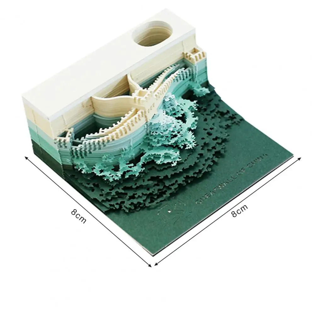 1 Set 3D Castle Calendar with LED Lights Paper Carving Art Desk Calendar Magic Castle Weekly Calendar Notepad Pen Holder