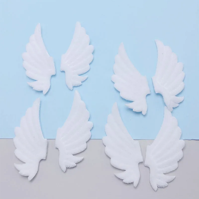 40 Stück, 7 x 3 cm, weiße, doppellagige Filz-Engelsflügel-Applikationen zum Aufnähen, geeignet für Kinder-Haarreifen, Haarspangen, Accessoires, Hüte und als Dekorationsaufnäher. – Detail 5