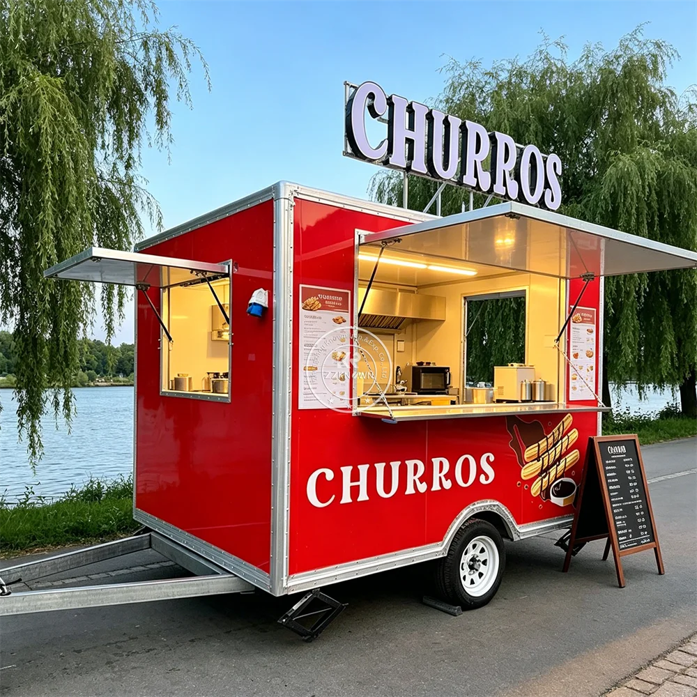 

Customized Mobile Pizza Hot Dog Snack Cart Street Professional Catering Truck Food Trailer With Complete Kitchen Setup