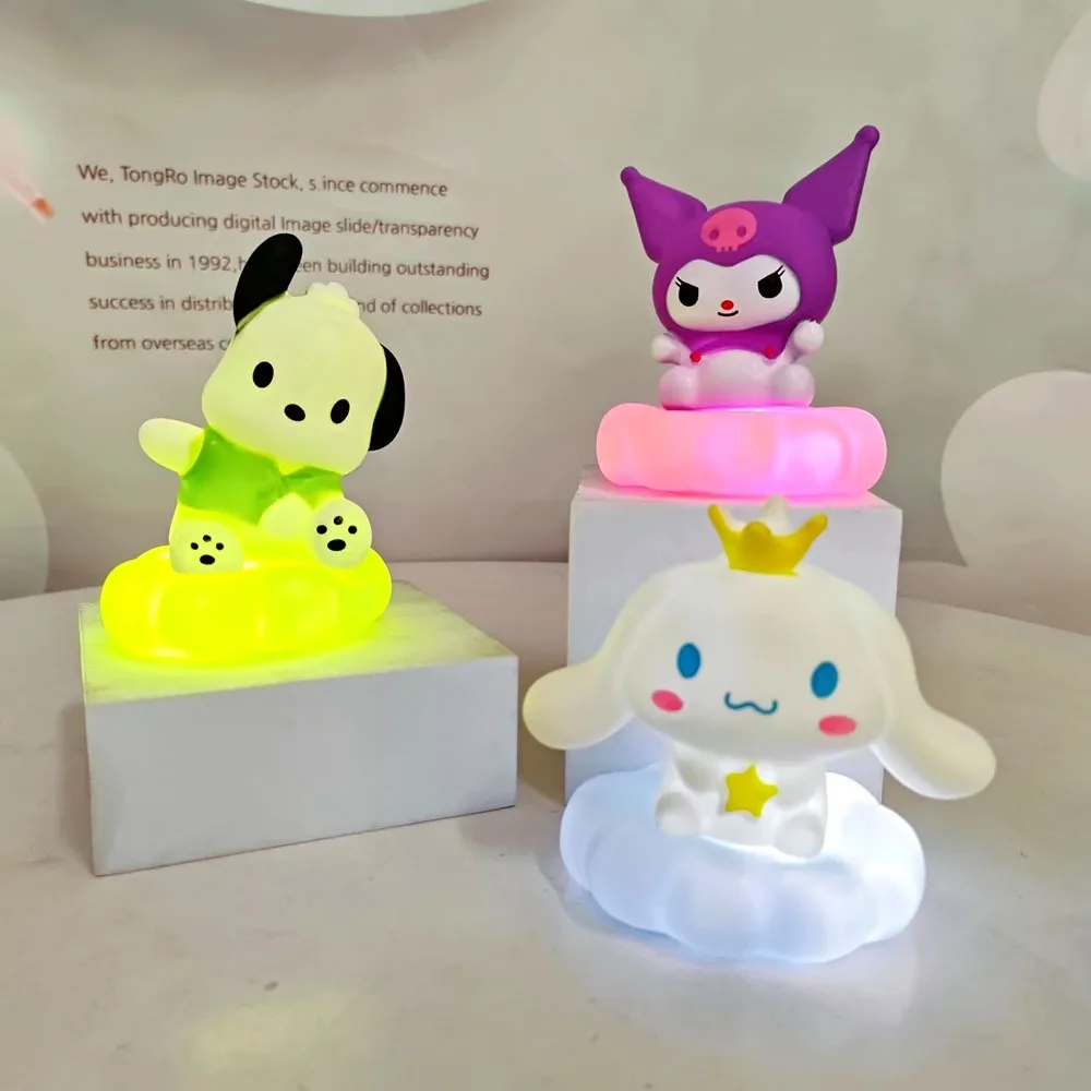 Sanrio Hello Kitty Kuromi Cinnamoroll Night Light Glowing Children Toy Bedside Lamp Anime Kawaii Cute Children Kid Present Gifts