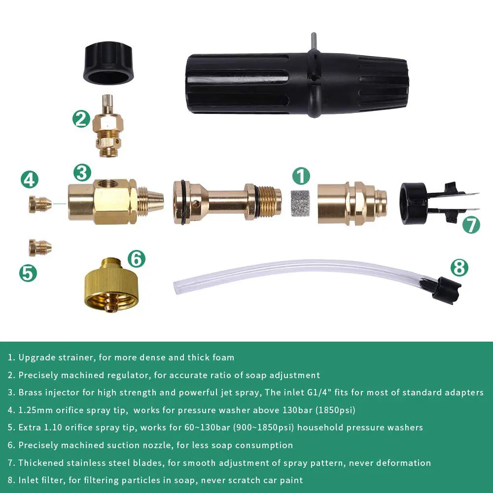 폼 생성기 스노우 폼 랜스 비누 건 폼 노즐 Sterwins Crosser Parkside Deko Argos Qualcast 고압 자동차 세탁기