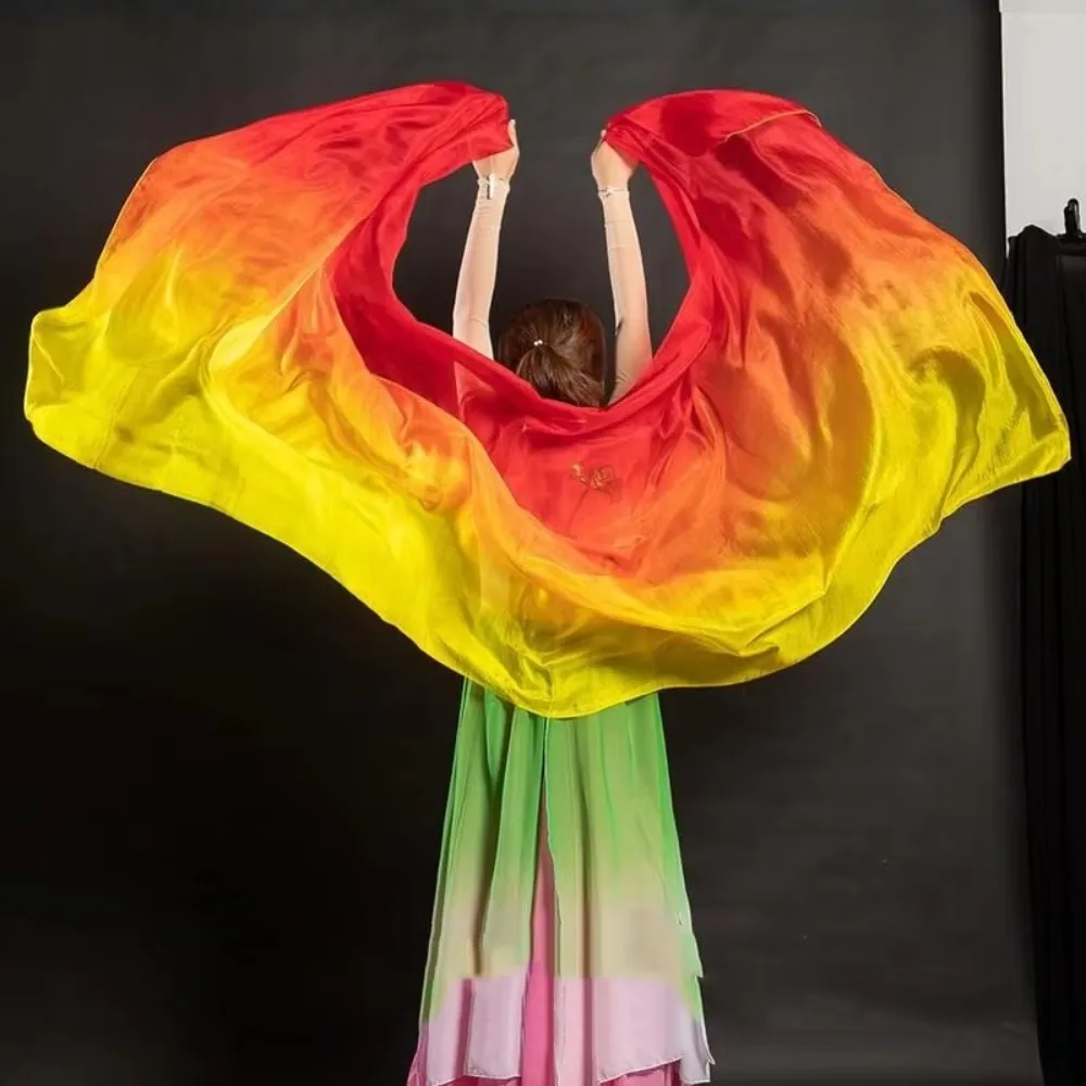 

Костюмы, аксессуары, 100% шелковая вуаль для танца живота, градиент цвета 250 см x 120 см, вуаль, шали, легкая текстура, женский шарф