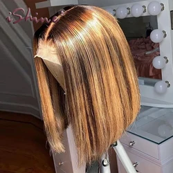 13x4 Spitze Frontal Perücken gerade Highlight Spitze Front Menschenhaar brasilia nisches Haar 13x5x1 honig blond braun gefärbte Perücken für Frauen