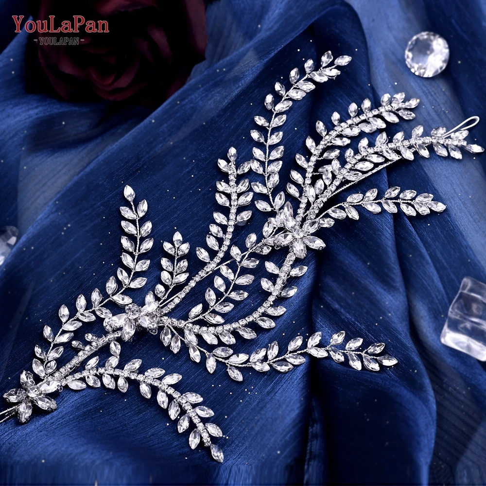 YouLaPan Wedding Hair Accessories Crystal Flower Bridal Headpiece Jewelry Bridal Rhinestones Leaf Shape Women Headband HP436