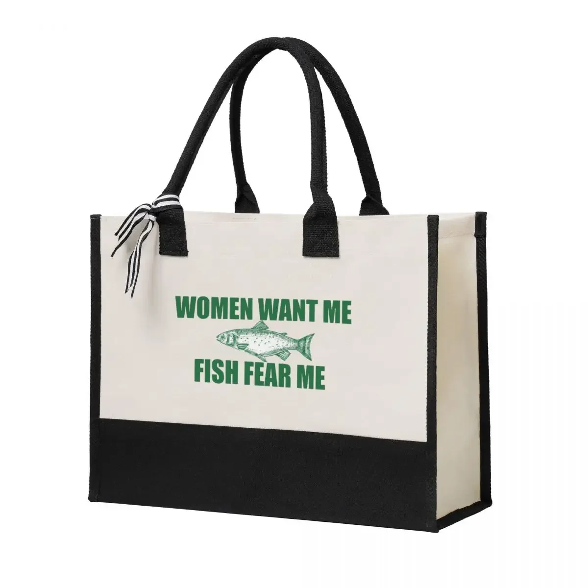 

Women Want Me, Fish Fear Me Canvas Bag Shopping Bag Wedding Decoration Travel Wedding Bag best wedding gift