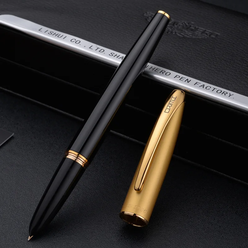 بطل القلم 1000 ريترو 10K الذهب القلم الكلاسيكية القديمة نمط الضغط الحبر امتصاص الكبار الكتابة ممارسة مكتب الأعمال هدية قلم حبر #4