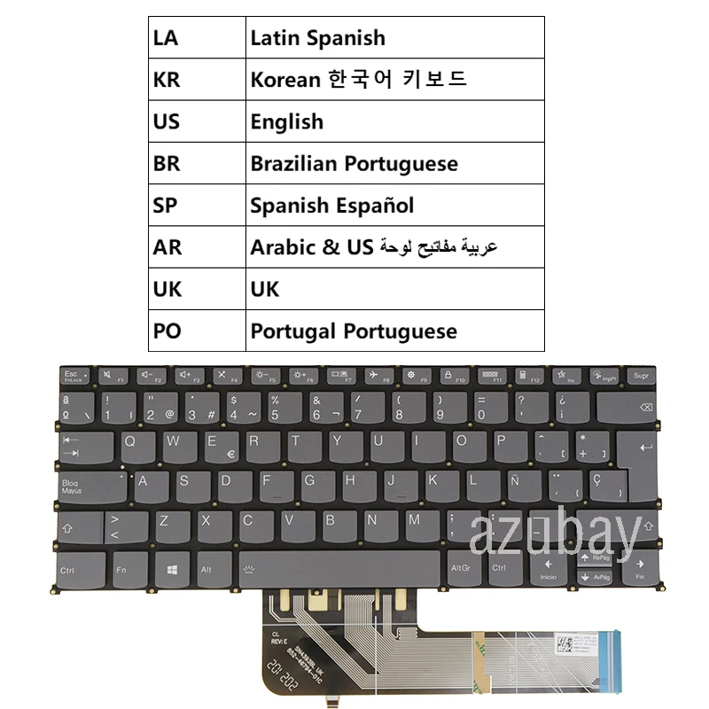 Keyboard For Lenovo IdeaPad Slim 7-14ARE05 7-14IIL05 7-14ITL05 3-14ALC6 3-14ITL6 Arabic LA Spanish Korean US UK BR Portuguese