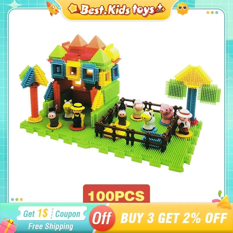 DIY Kids Toy Bristle Building Blocks Animal House Shape Brick Intellectual Modeling Interactive Assembly Educational Puzzle Toy