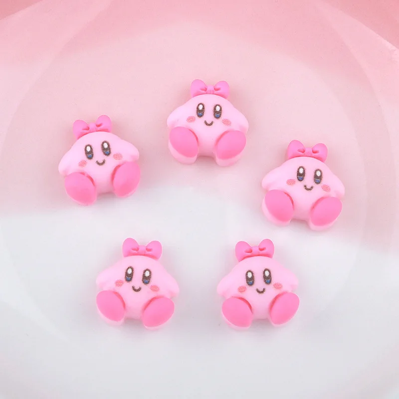 10Pcs/Set Sweet Cool Style Cartoon Cute Kirby Resin Nail Jewelry DIY Kawaii Accessories Decor Toys for Girls Friends Gift