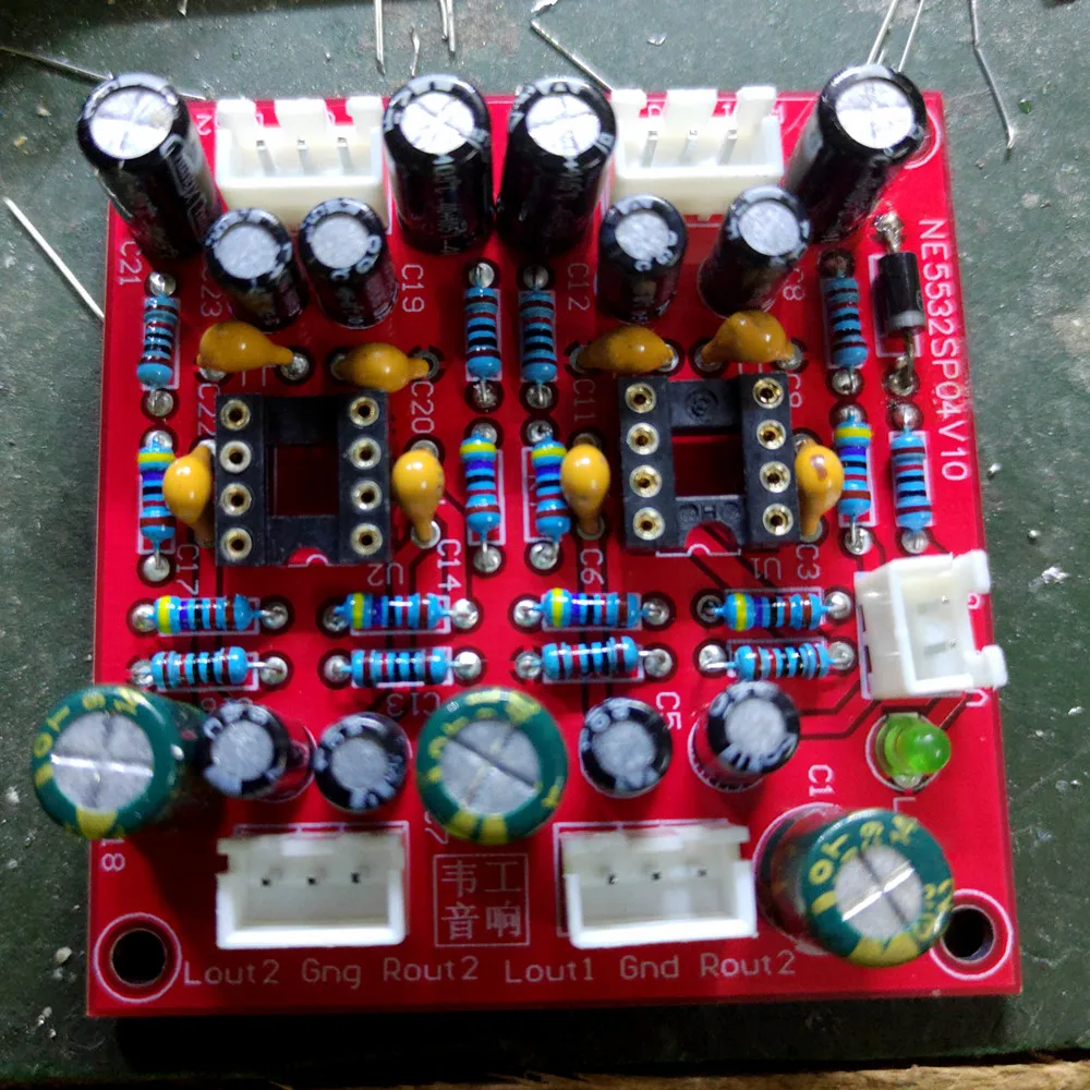 NE5532 4-канальная плата аудио предусилителя, одиночный источник питания, 12 В постоянного тока, тональная печатная плата предусилителя